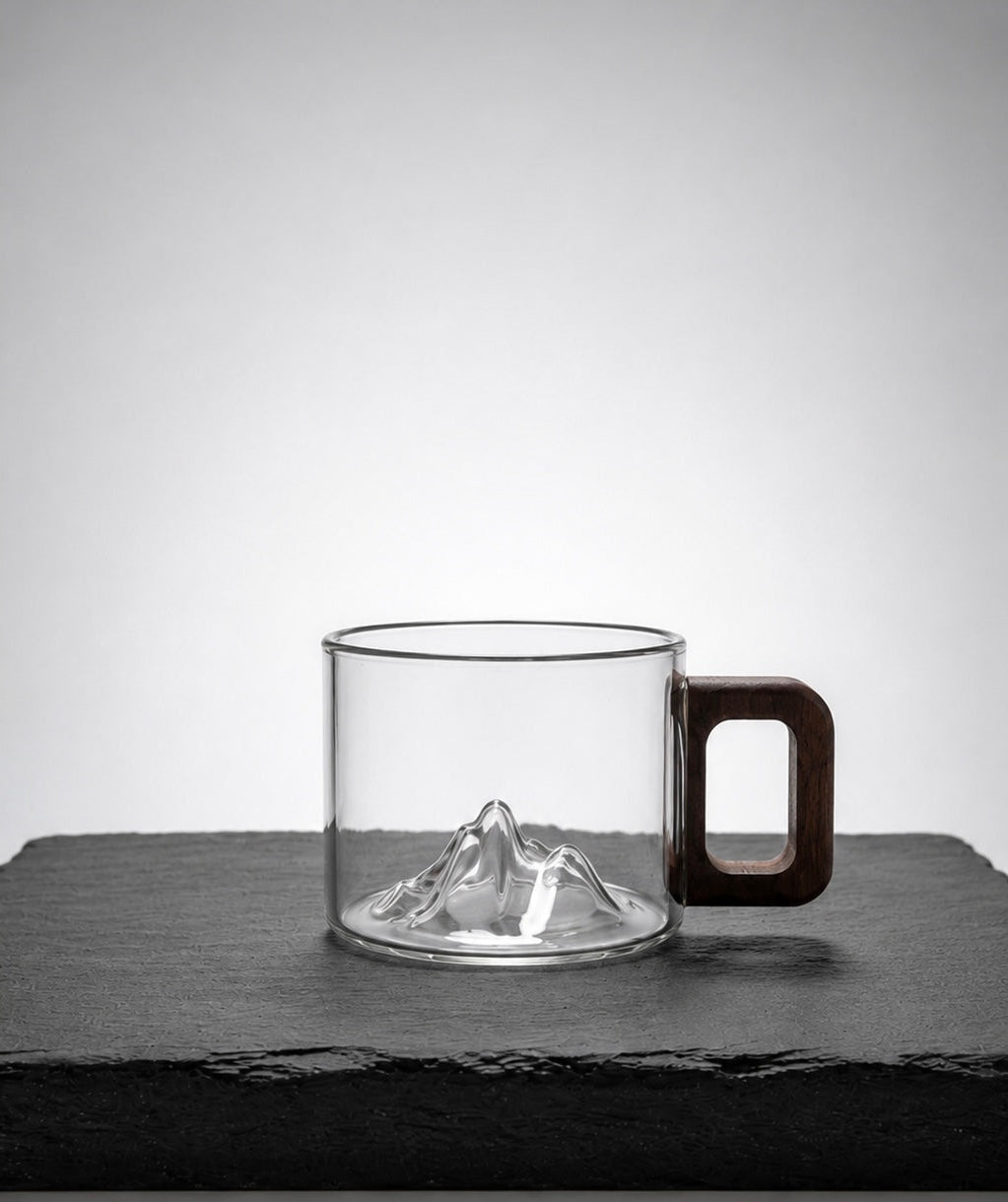 High Summit Tea Mountain Teacup in clear heat-resistant glass